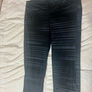 Black and Gray Striped Legging Capris